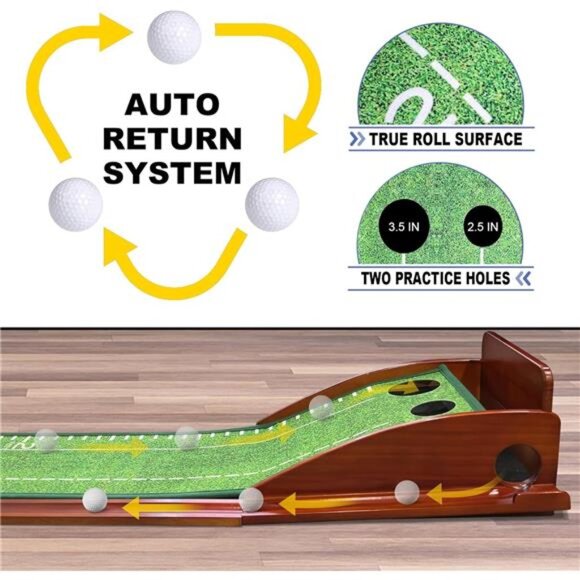 Indoor Putting Green with Ball Return, Golf Practice Training EquipmentPutting - Picture 3 of 7